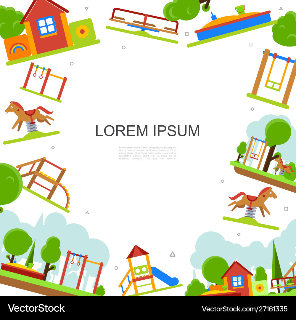 Flat kids playground colorful template Royalty Free Vector