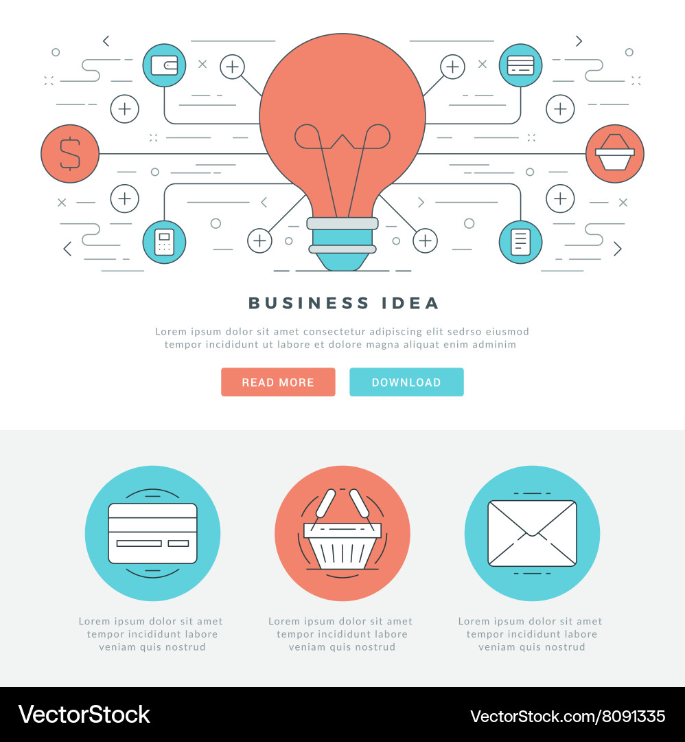 Flat line business concept web site header vector image