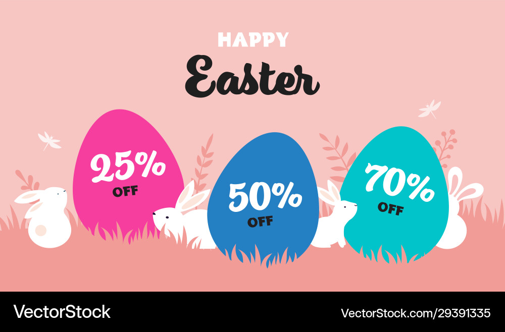 Happy easter banner with bunny flowers and eggs Happy easter banner with bunny flowers and eggs vector image
