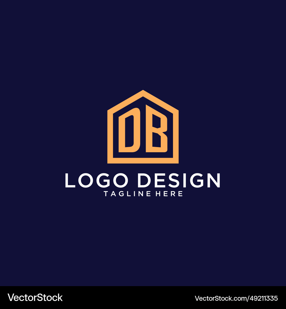 Initial db logo with abstract home shape modern vector image