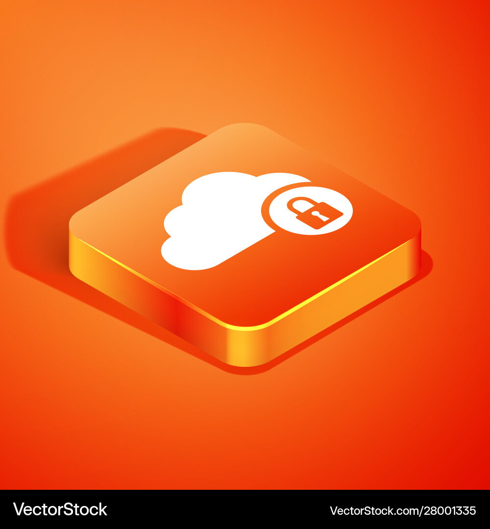 Isometric cloud computing lock icon isolated vector image