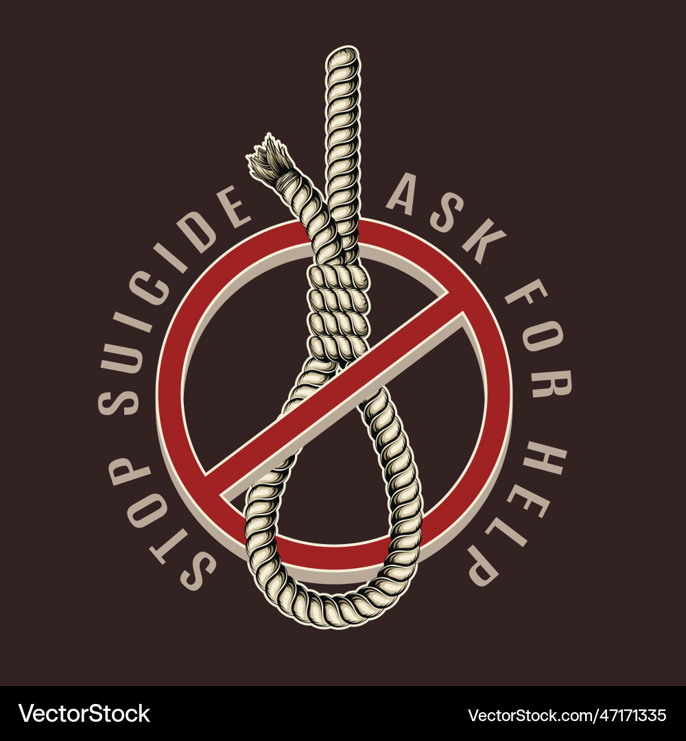 Label with rope noose in a stop sign text Vector Image