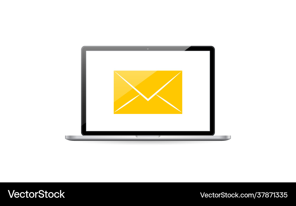 Laptop with mail envelope computer and document Laptop with mail envelope computer and document Vector Image