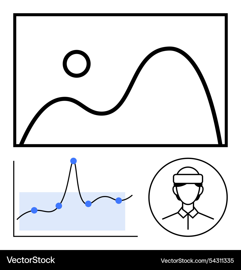Modern data analysis and virtual interaction Modern data analysis and virtual interaction vector image