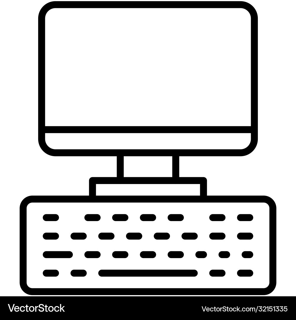 Remote Work Computer with Keyboard vector image