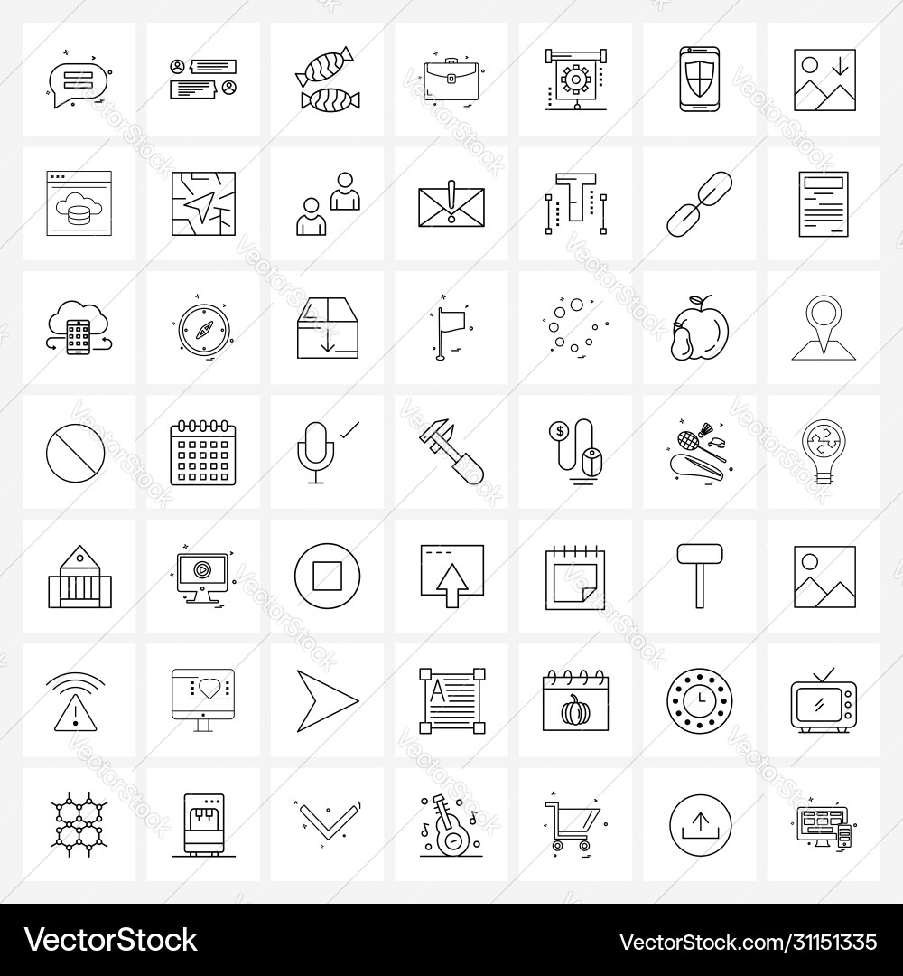 Set 49 simple line icons for web and print vector image