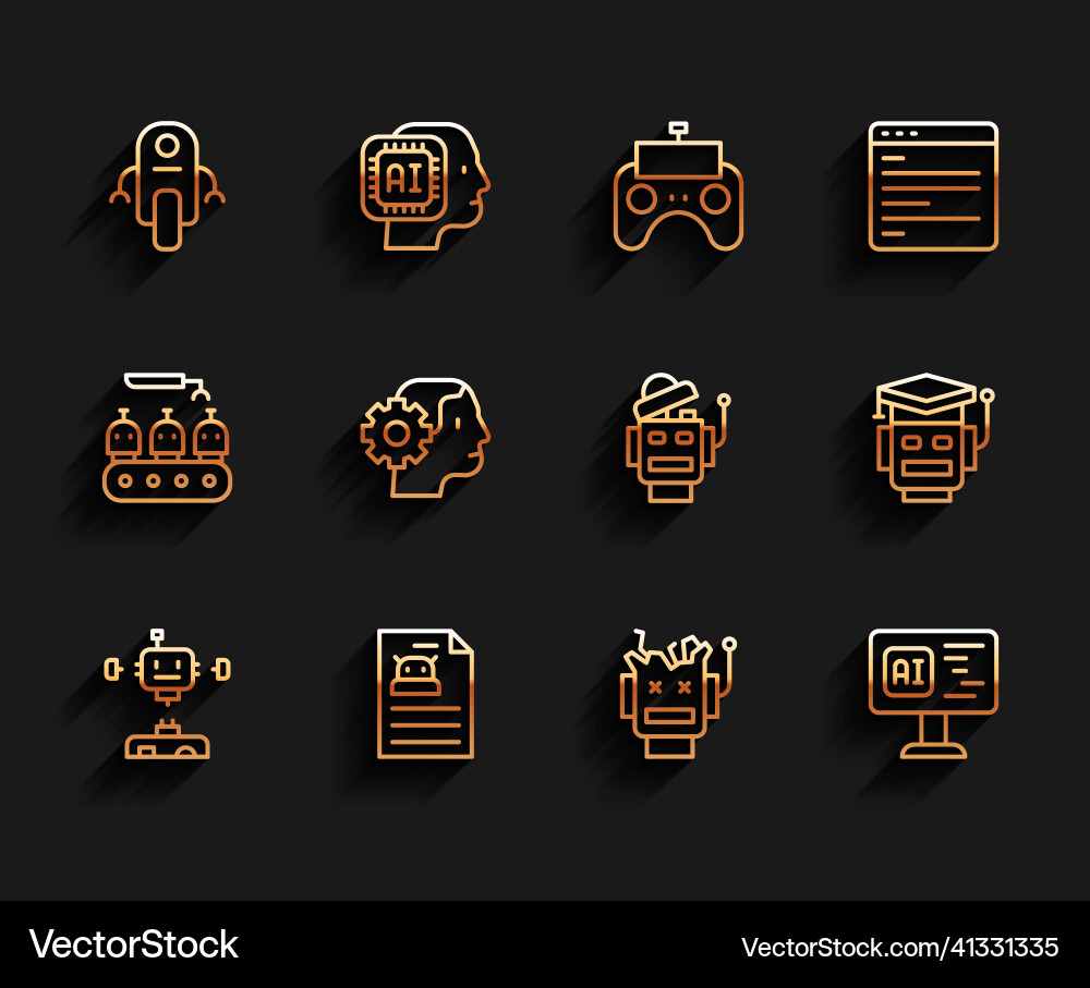 Set line disassembled robot technical Set line disassembled robot technical vector image