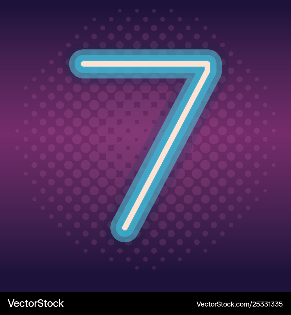 Seven font number neon Vector Image