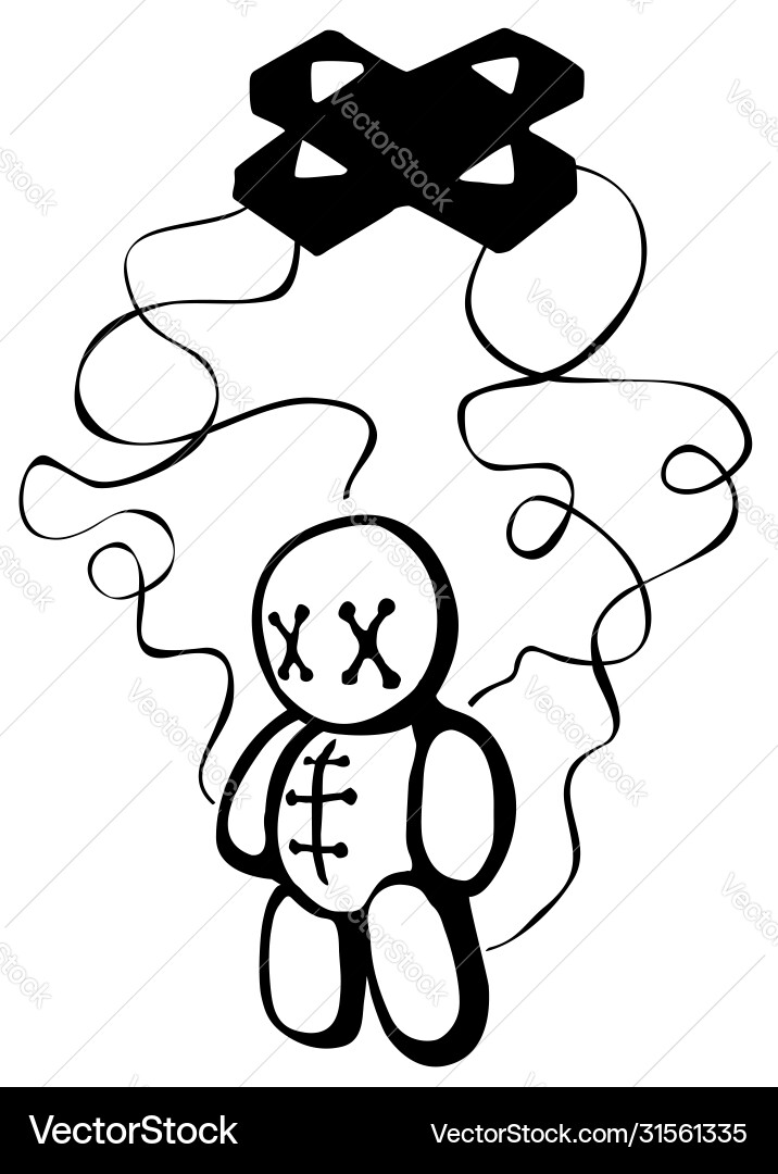 Voodoo Doll Button Strings vector image