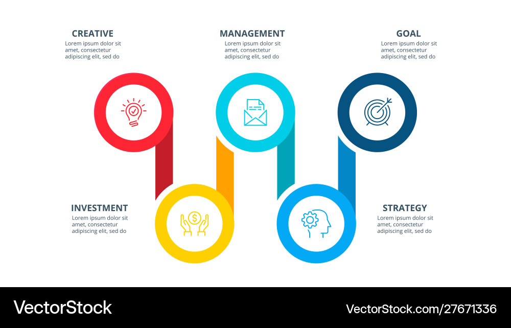 Abstract elements graph diagram with 5 steps Abstract elements graph diagram with 5 steps vector image