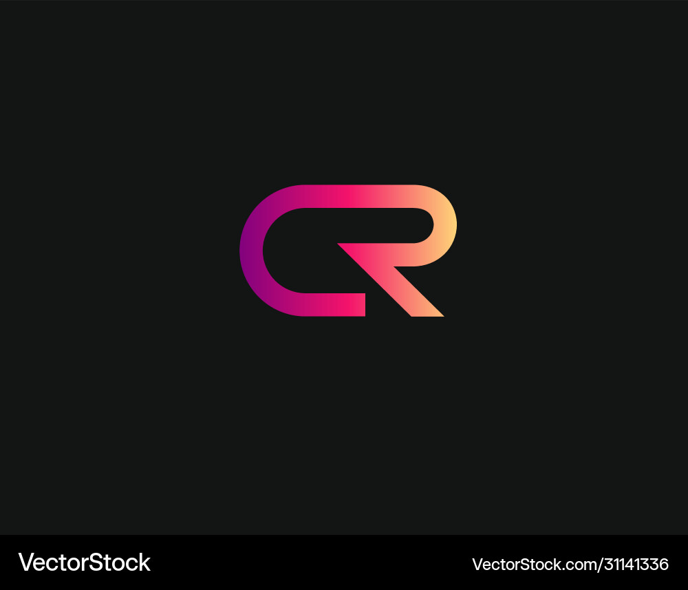 Abstract gradient logo icon two letters c and r Vector Image