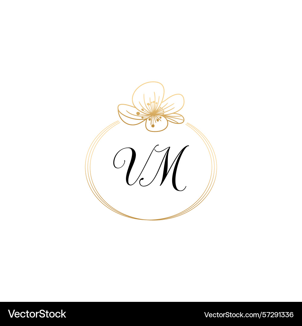 Botanical monogram logos with initial vm Vector Image