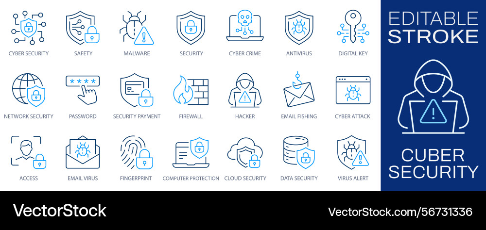 Cyber security icons such as shield access Cyber security icons such as shield access vector image