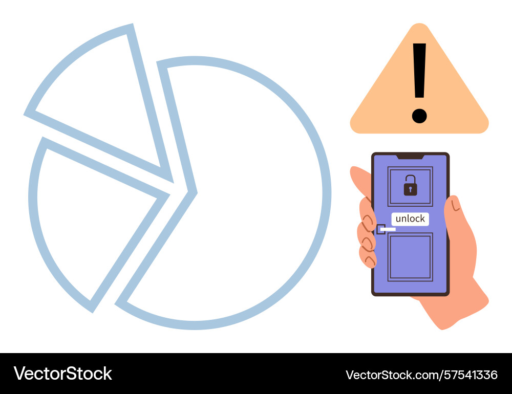 Data security warning with mobile access and pie Data security warning with mobile access and pie vector image