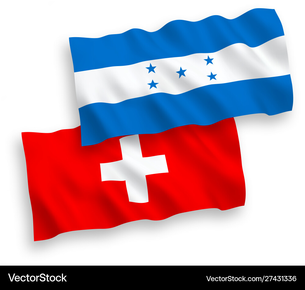 Flags honduras and switzerland on a white Flags honduras and switzerland on a white vector image
