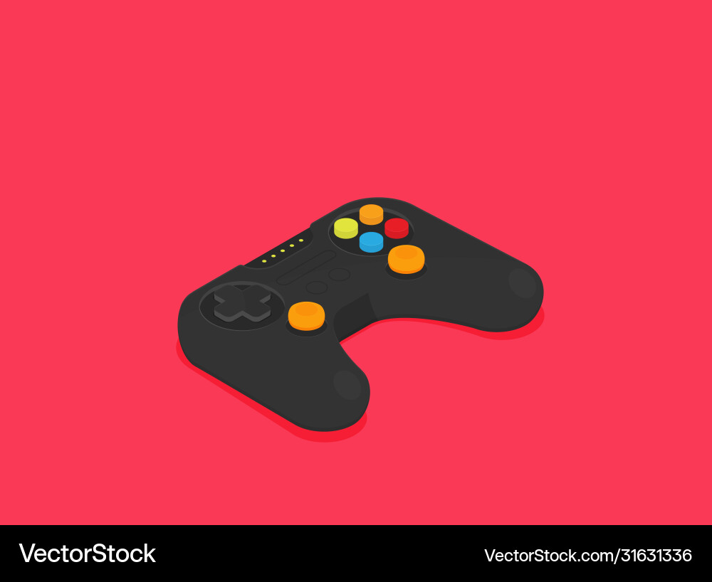 Flat joystick isometric isolated on color Vector Image