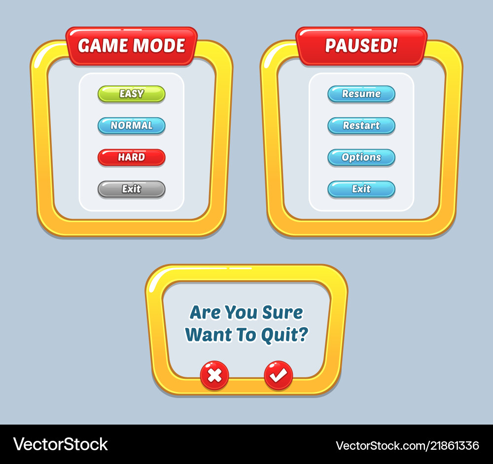Game user interface templates Vector Image