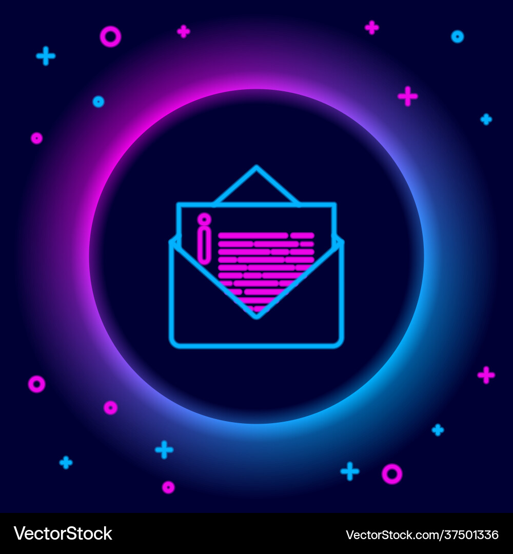 Glowing neon line envelope icon isolated on black Glowing neon line envelope icon isolated on black vector image
