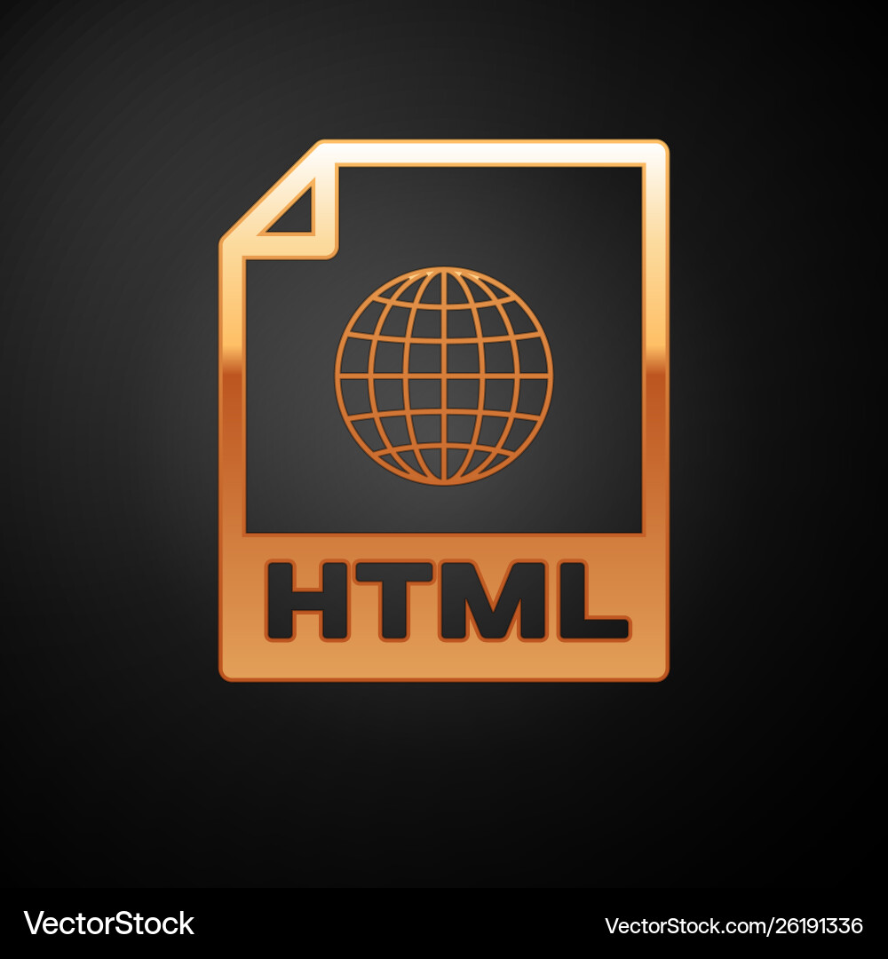 Gold html file document icon download button Gold html file document icon download button vector image