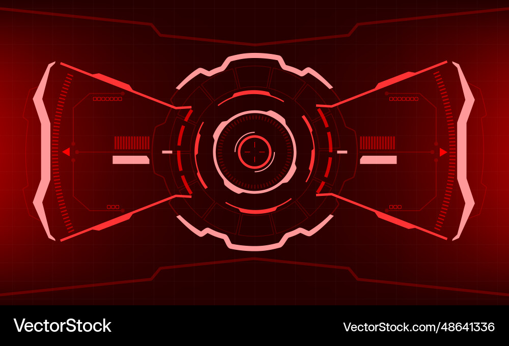 Hud sci-fi interface screen view red geometric Hud sci-fi interface screen view red geometric vector image