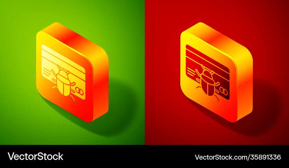 Isometric system bug in credit card icon isolated Isometric system bug in credit card icon isolated vector image