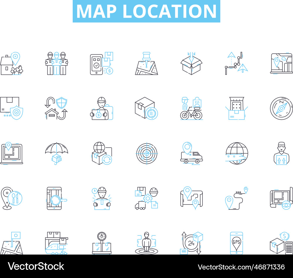 Map location linear icons set coordinates Vector Image