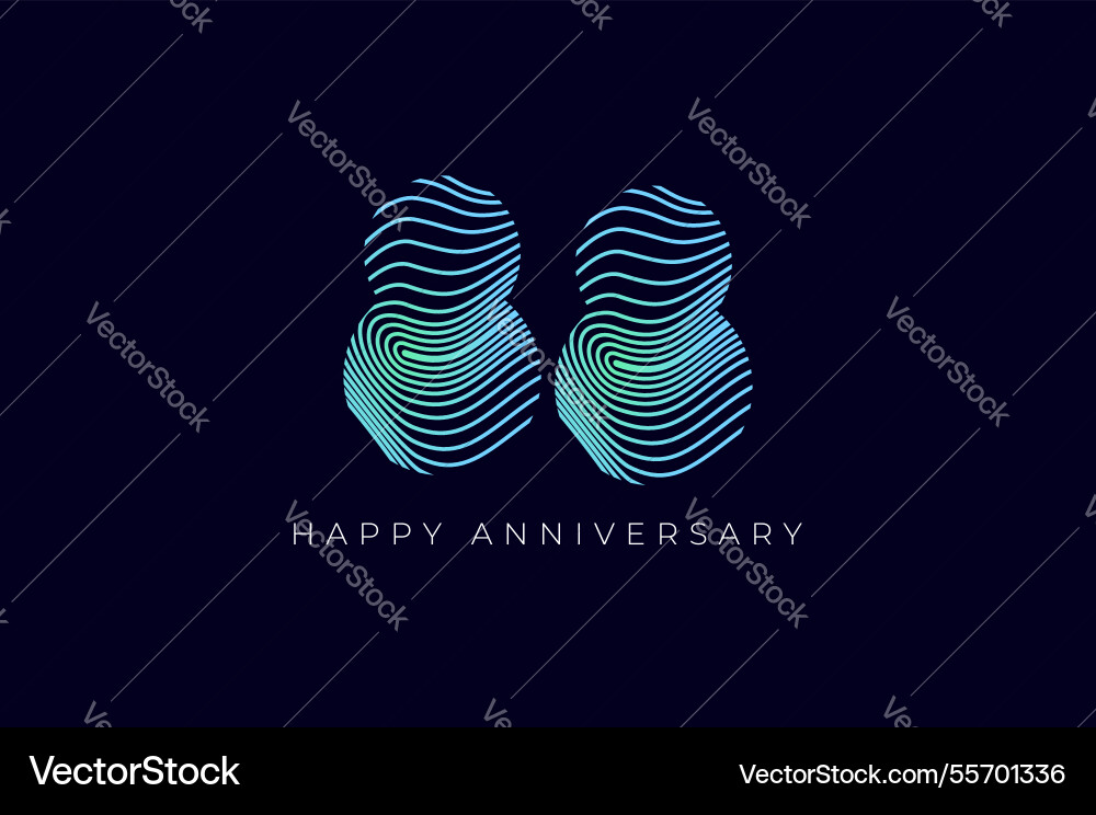 Numeric design with line curve 88th happy Numeric design with line curve 88th happy vector image