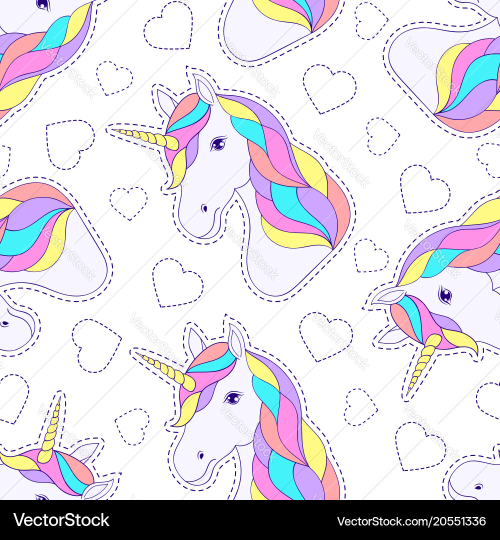 Pattern with colorful unicorn vector image