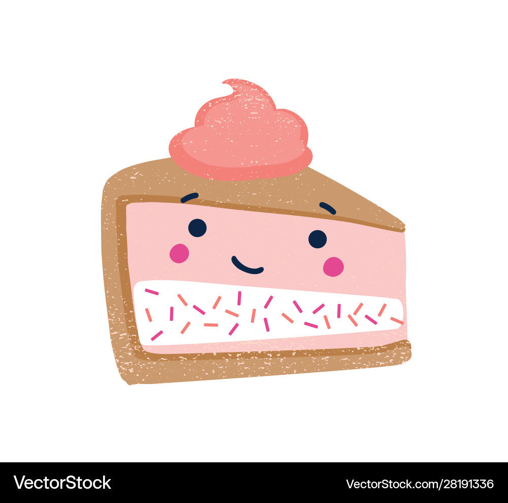 Piece cake flat cute vector image