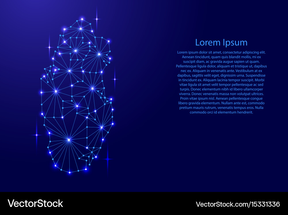 Qatar Polygonal Map - Starry Lines Vector Image