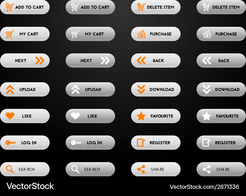 Set of simple grey e-shop buttons vector image