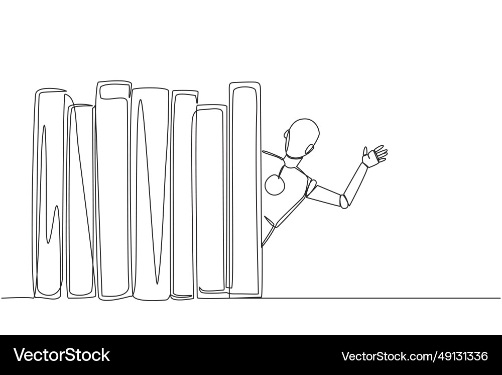 Single continuous line drawing smart robot Single continuous line drawing smart robot vector image
