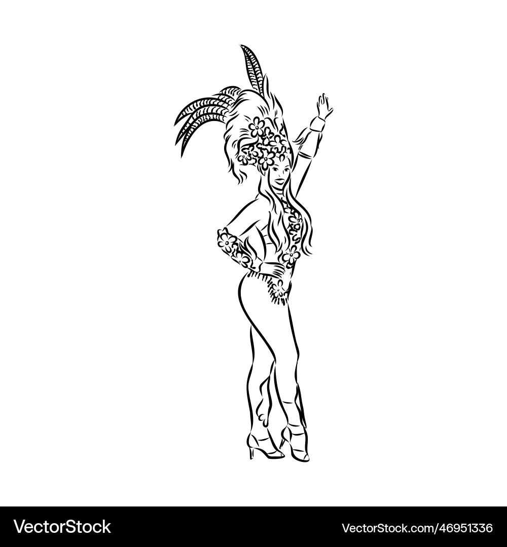 Sketch of samba dancer isolated on white Sketch of samba dancer isolated on white vector image