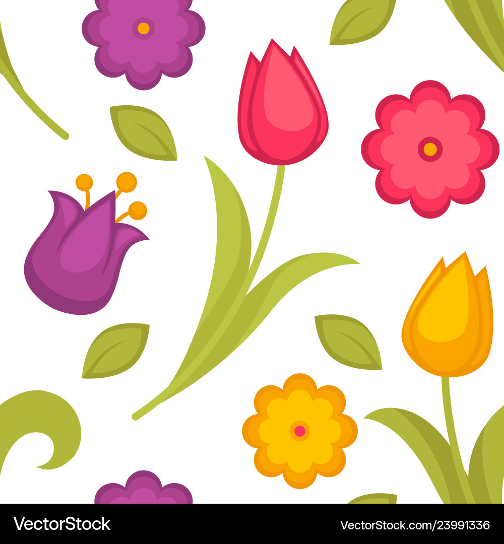 Spring Tulips Seamless Pattern vector image