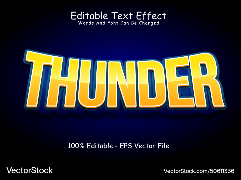 Thunder editable text effect 3 dimension emboss Thunder editable text effect 3 dimension emboss vector image