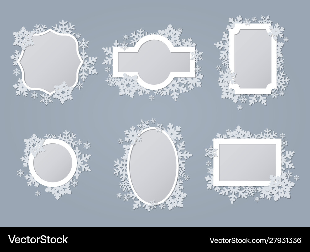 White snowflake frames collection set White snowflake frames collection set Vector Image