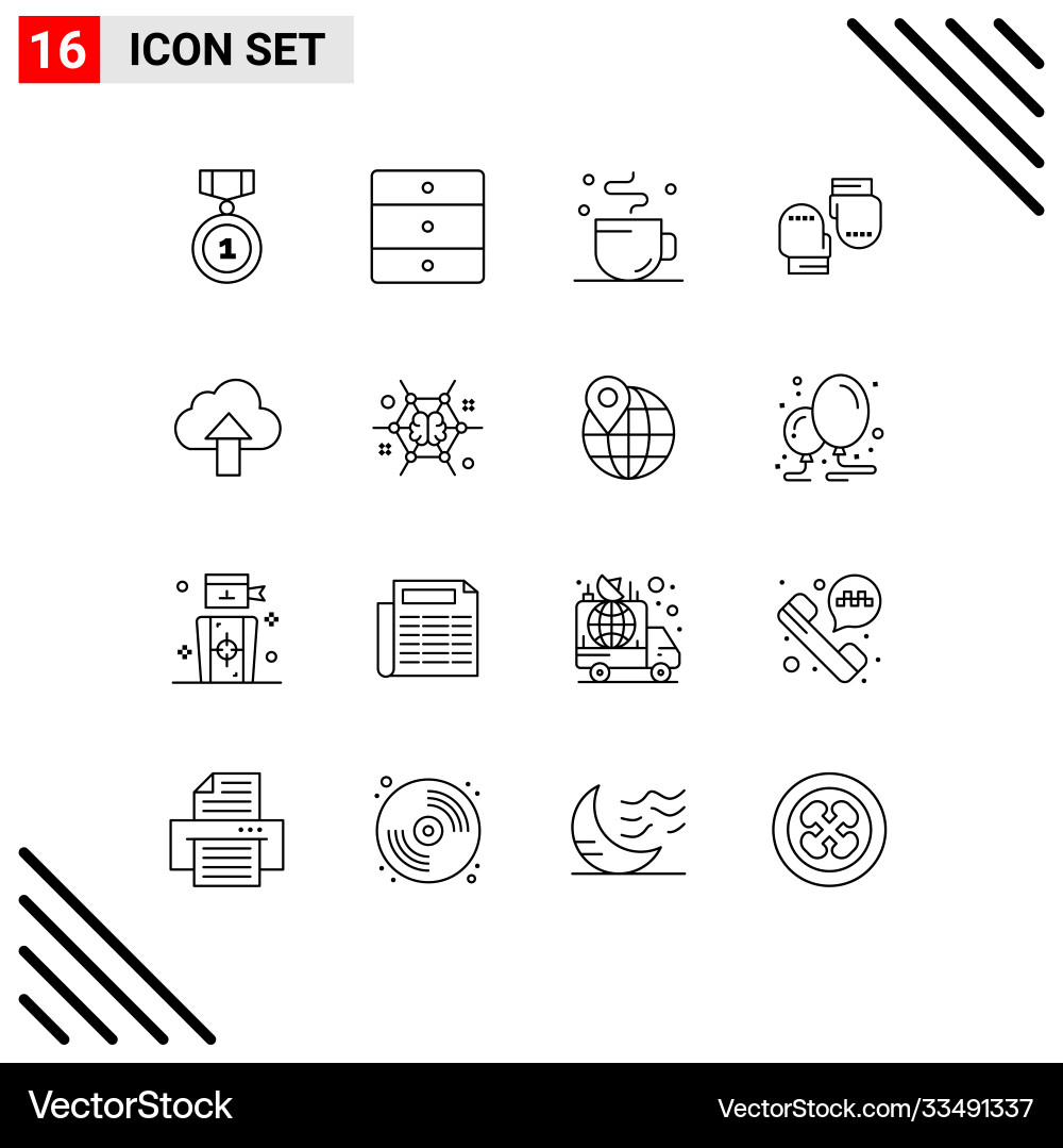 16 universal outlines set for web and mobile Vector Image