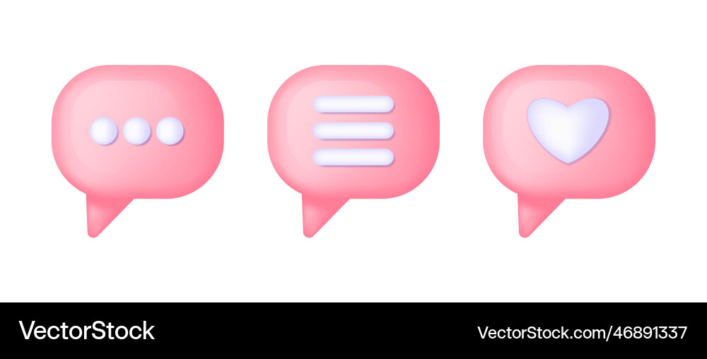 3d render speech bubble heart and text on light vector image