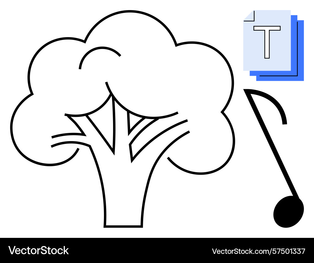 Abstract tree with musical note and layered text Abstract tree with musical note and layered text vector image