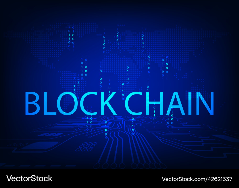 Blockchain network binary code technology future Blockchain network binary code technology future vector image