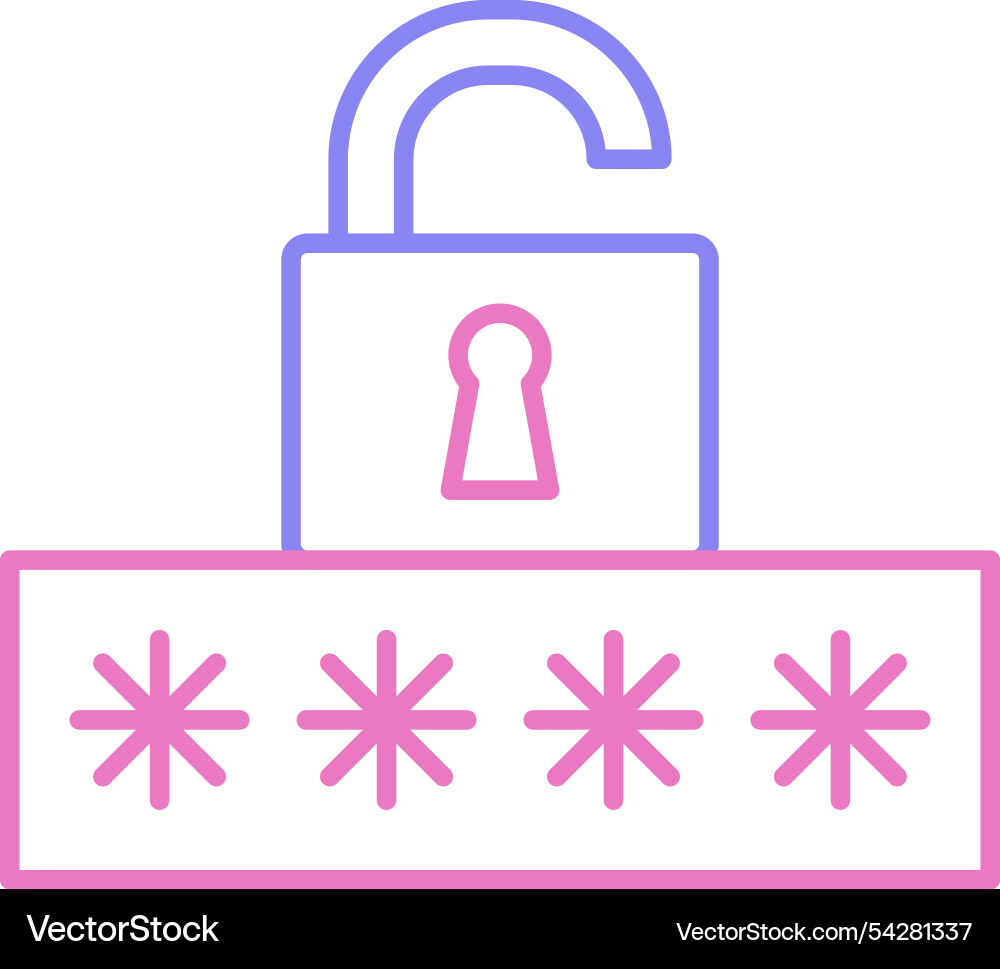 Broken password line two colour icon vector image