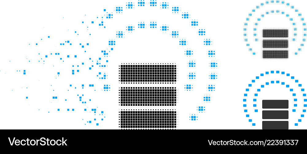 Dispersed pixel halftone database sphere shield Vector Image