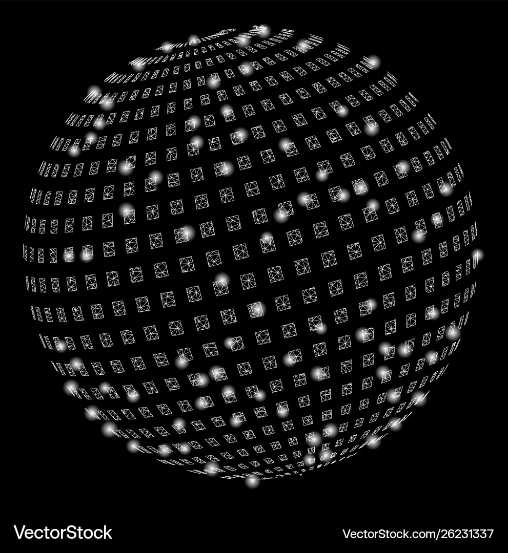 Flare mesh network square dotted abstract sphere Flare mesh network square dotted abstract sphere vector image
