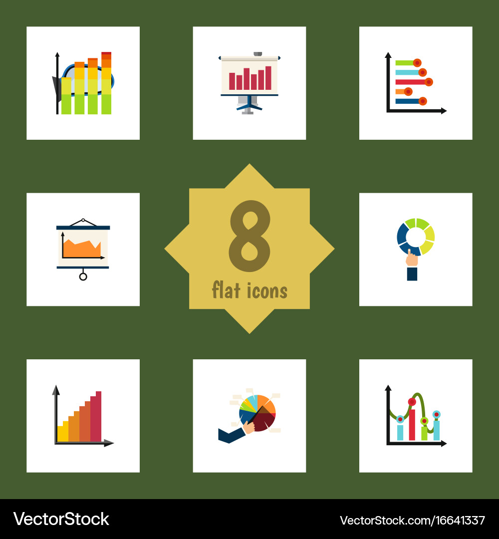Flat icon graph set von statistic pie bar Diagramm Vektorbild