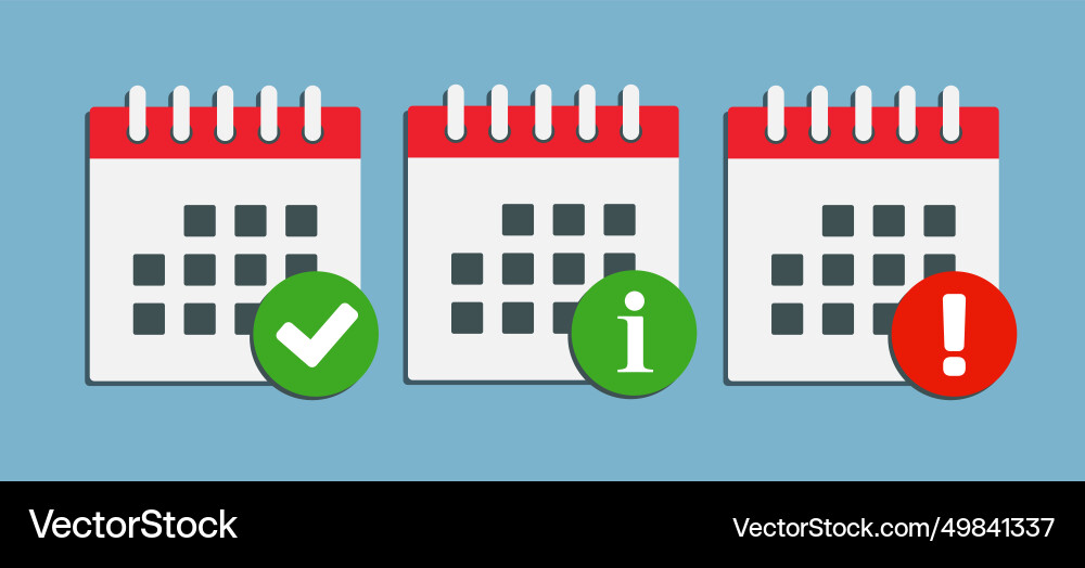 Icon calendar - popup message check info error Icon calendar - popup message check info error Vector Image