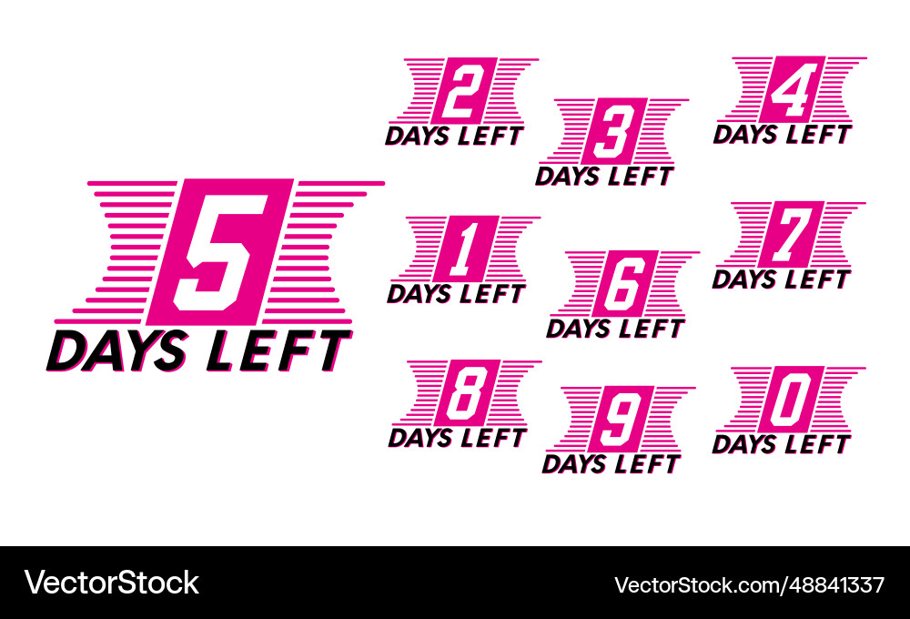 Left time in days countdown and label set vector image