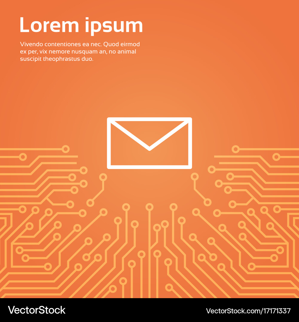 Message envelope icon over computer chip vector image