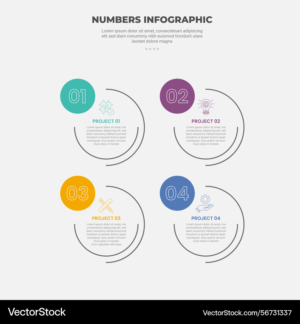 Numbers or numerical infographic outline style Numbers or numerical infographic outline style Vector Image