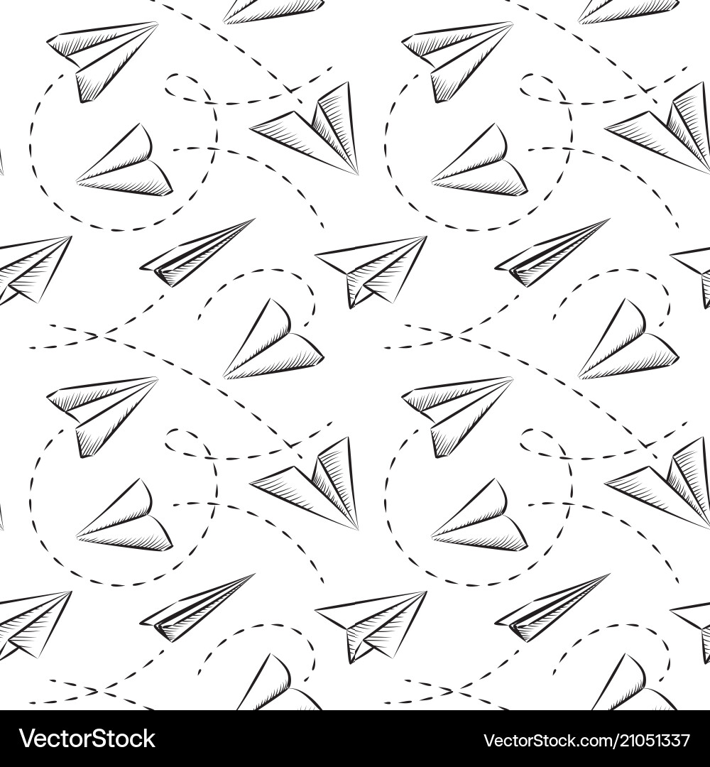 Paper Airplane Sketch Pattern vector image