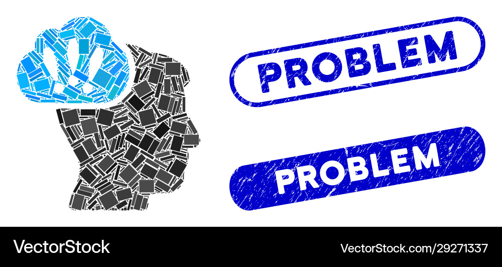 Rectangle mosaic problem brainstorm with grunge Rectangle mosaic problem brainstorm with grunge vector image